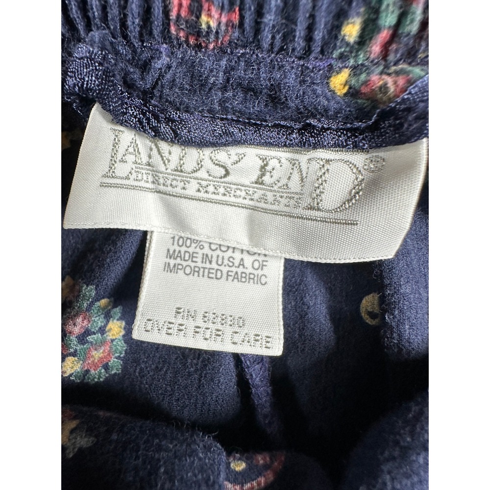 Vintage 80s Lands End‎ Corduroy Midi Skirt Sz 12 Navy Blue Paisley Pleated USA - Picture 5 of 9